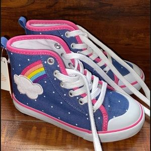 Gymboree little girl sneakers size 10 blue & pink with polka dots and rainbow